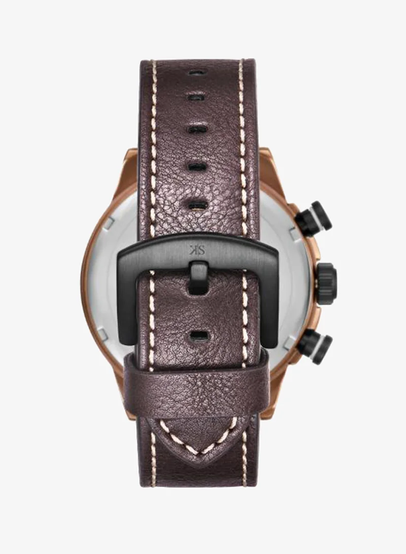 Kenneth Scott Black Kenneth Scott Men's Watch, Chronograph Display and PU Strap - K25108-DLDB, Brown for Men | Best Price UAE