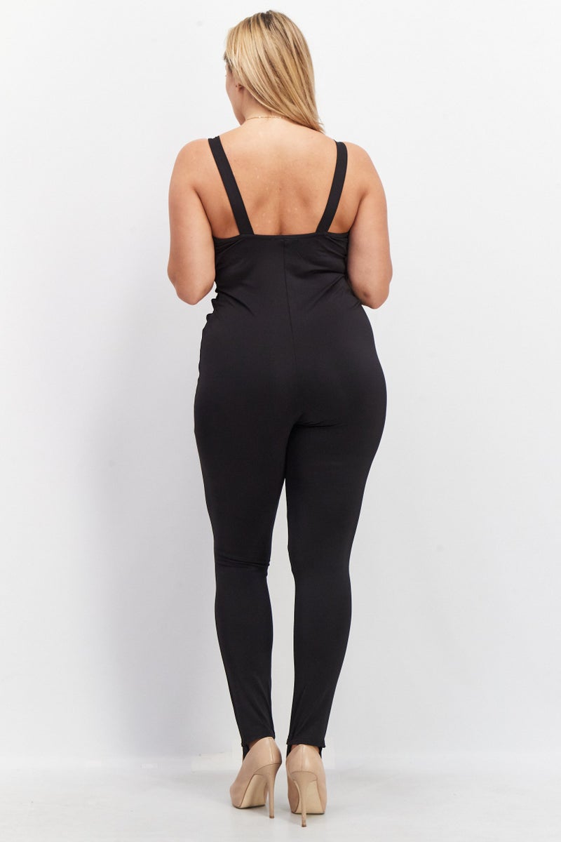 STEVE MADDEN Women Textured Sleeveless Jumpsuit, Black - Image 3