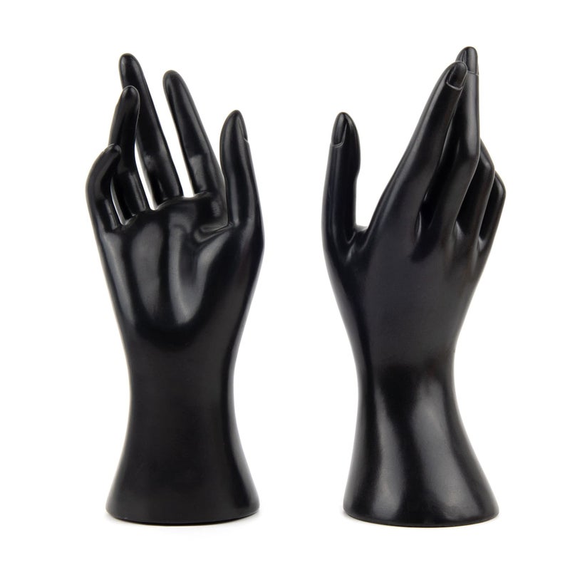 Framendino Female Mannequin Hand Jewelry Display Holder Stand for Bracelet Necklace Ring Plastic Black 2 Pack