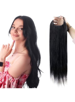 Full Shine U Part Human Hair Wig Natural Hair Half Wig Straight Human Hair Jet Black U Part Wigs Human Hair Remy Straight 150Grams 20Inch  - Image 1