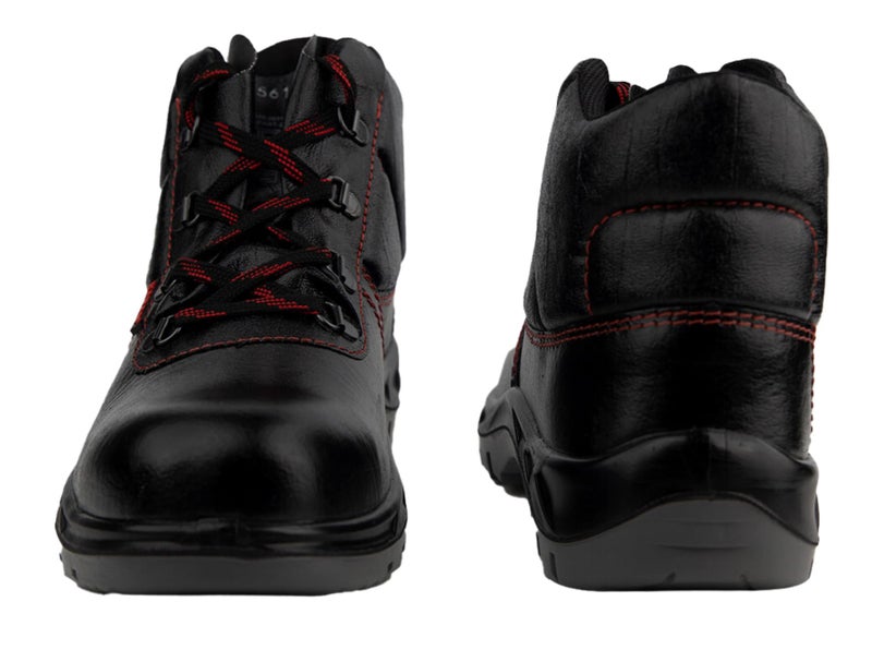 KARAM FS21 Black Leather Safety Shoes for Men | Double Density with Fiber Toe | Antistatic, Antislip, Oil & Heat Resistant | Size-13 - Image 2