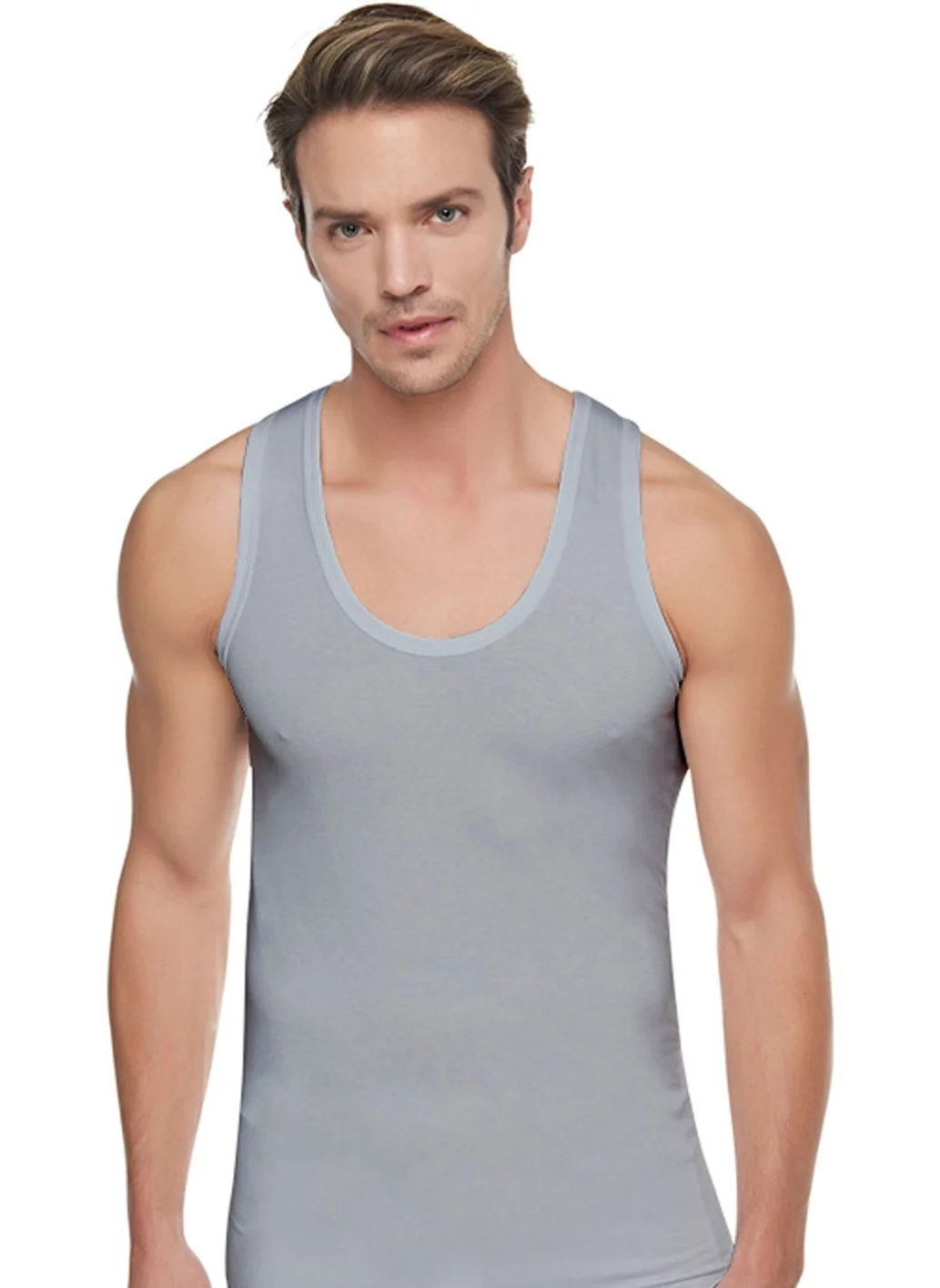 توتكو 6 Pack 0102 Men's Ribbed Classic Undershirt Gray