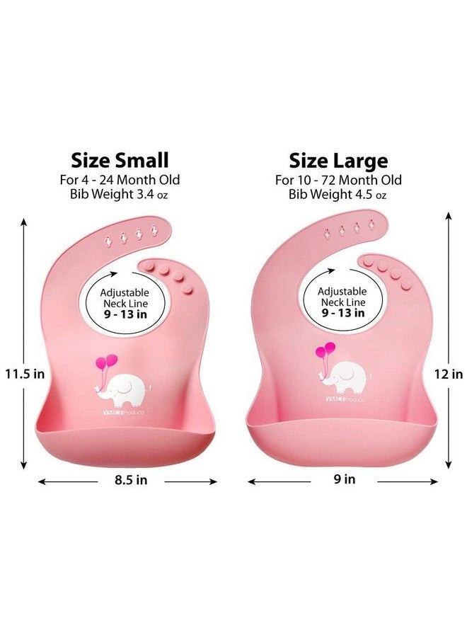 YMCF Products - 2Pack Waterproof Silicone Baby Bib Lightweight Comfortable Easywipe Clean (Light Pink/Purple Small) - Image 1