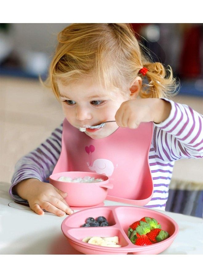 YMCF Products - 2Pack Waterproof Silicone Baby Bib Lightweight Comfortable Easywipe Clean (Light Pink/Purple Small) - Image 1