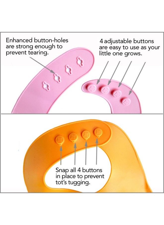 YMCF Products - 2Pack Waterproof Silicone Baby Bib Lightweight Comfortable Easywipe Clean (Light Pink/Purple Small) - Image 1