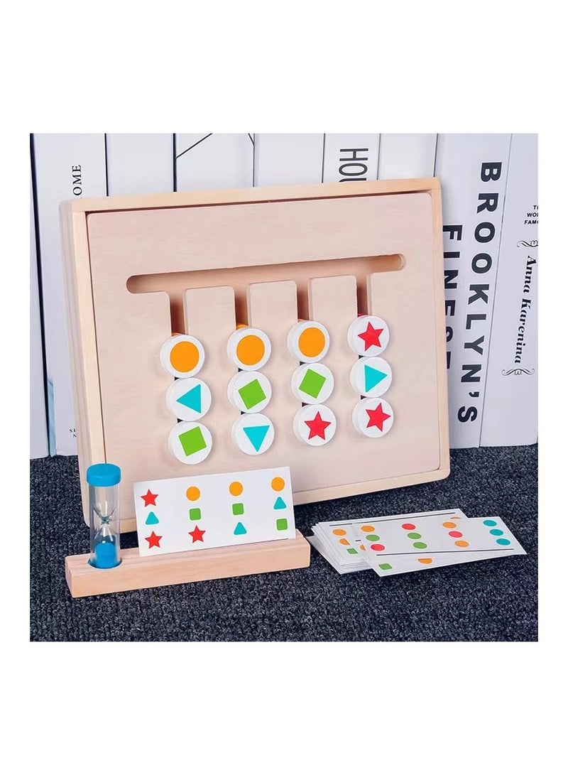 Montessori Learning Toys, Slide Puzzle Color and Shape Matching Brain Teasers Logic Game, Preschool Educational Wooden Toys for Kids 3+  - Image 2