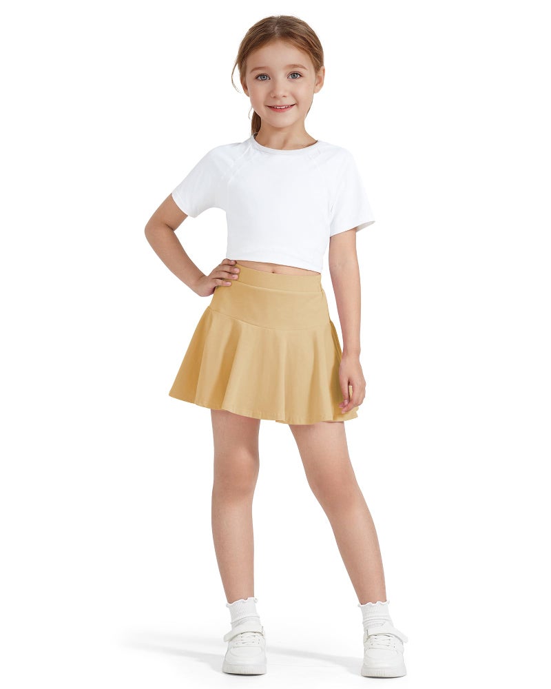 BOOPH 2 Pack Little Girls Athletic Uniform Skorts French Tennis Golf Skirts with Shorts for Toddler Navy/Khaki 4-5 Years - Image 2