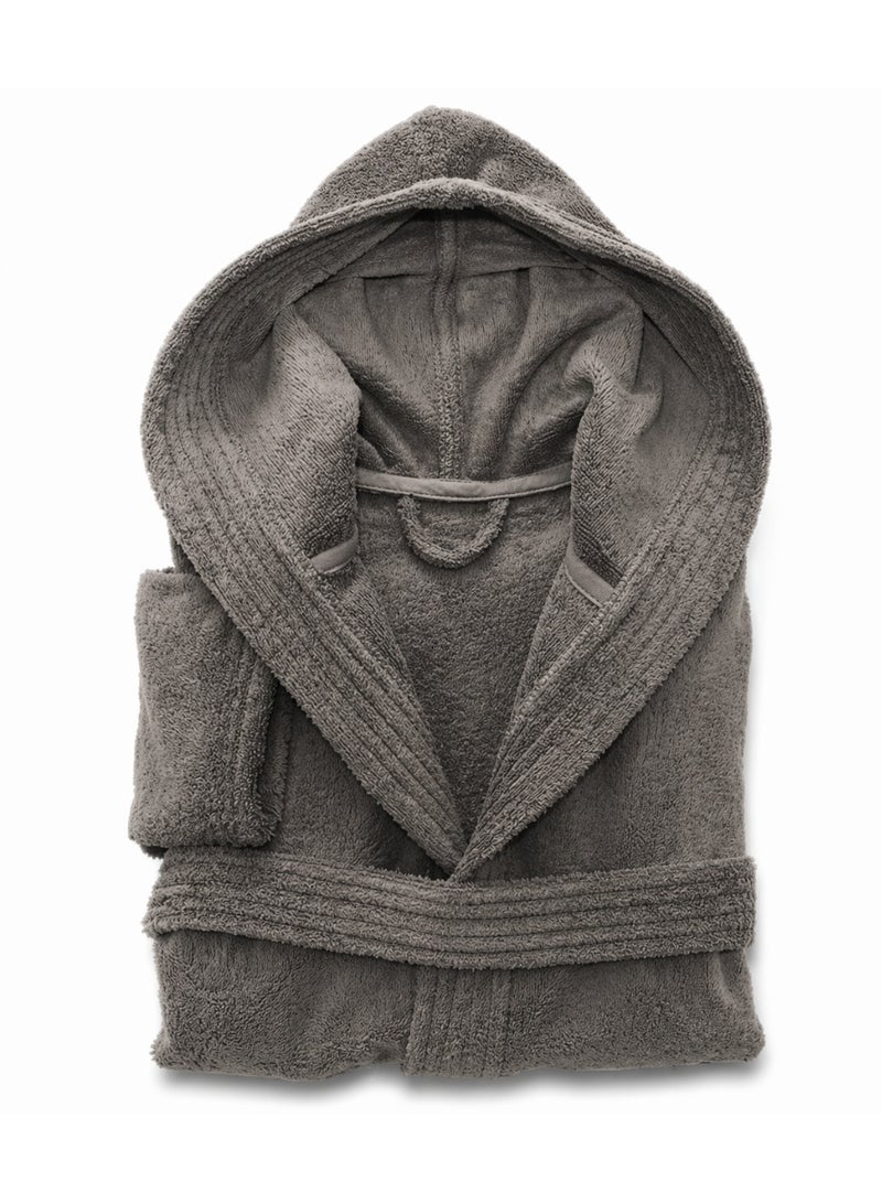 My Cotton Unisex Dark Gray Hooded Terry Bathrobe 100% Cotton Soft Absorbent Hotel Spa Bath Robe for Men & Women - Image 2