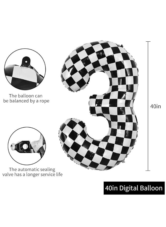 TONIFUL بالون رقم 3 مربّع 40 بوصة لسباق السيارات - لوازم حفلات عيد الميلاد للذكور والإناث - Image 4