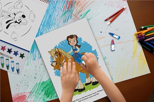 PHIDAL Disney Baby Deluxe Poster Paint & Color - Coloring Book for kids, 80 illustrations, 10 watercolor paints, 12 crayons, 1 paint brush - Image 5