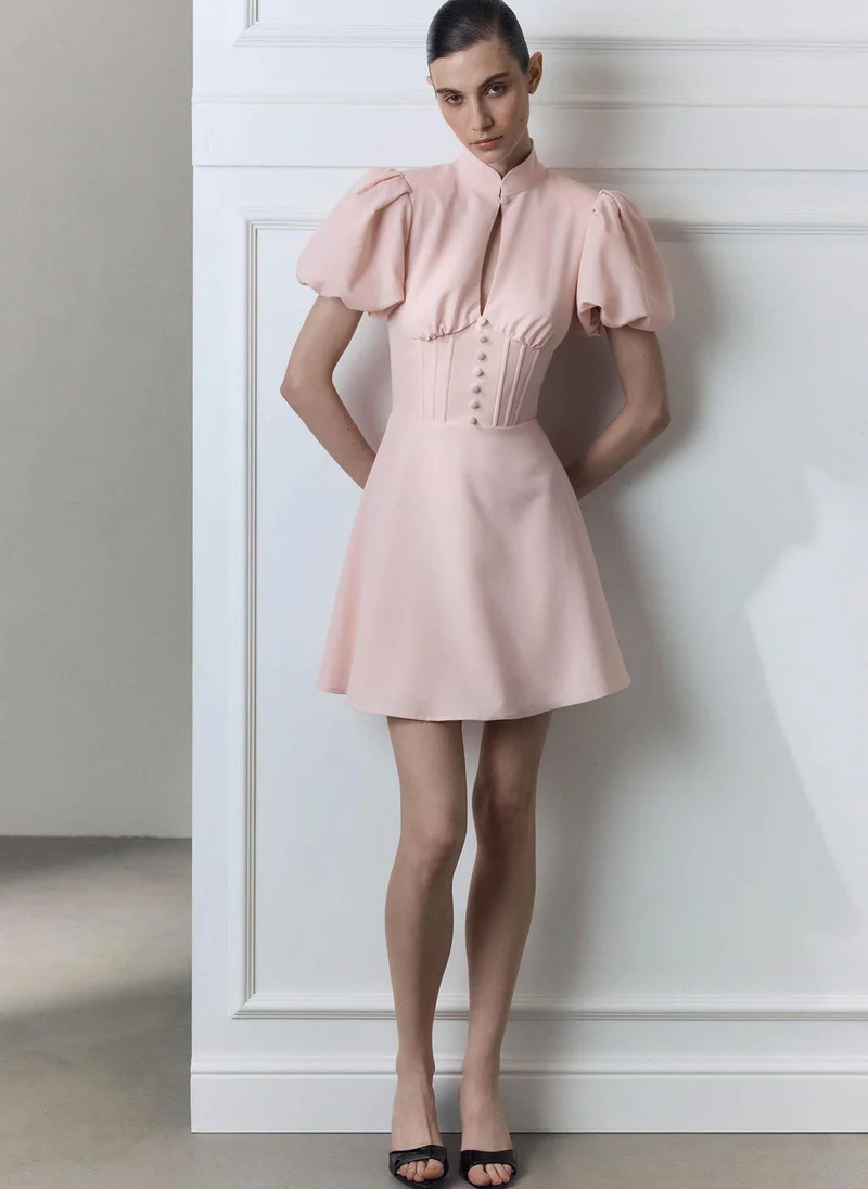 Mini dress with puff sleeves