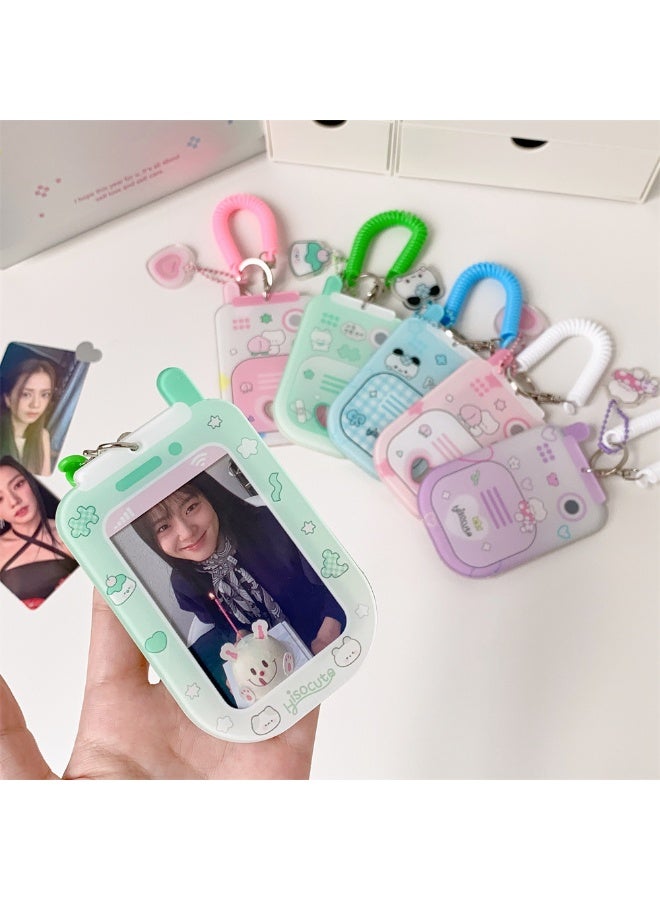 NIBEMINENT 1 - Piece Cartoon Graffiti Kpop Photo Card Holder Pendant Key Chain ID Badge Holder ID Card Holder Photo Card Protector for School ID Office ID Access Card for Women Girls - Image 2