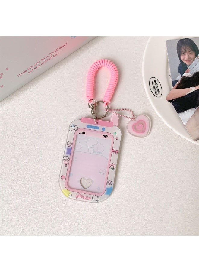 NIBEMINENT 1 - Piece Cartoon Graffiti Kpop Photo Card Holder Pendant Key Chain ID Badge Holder ID Card Holder Photo Card Protector for School ID Office ID Access Card for Women Girls - Image 1