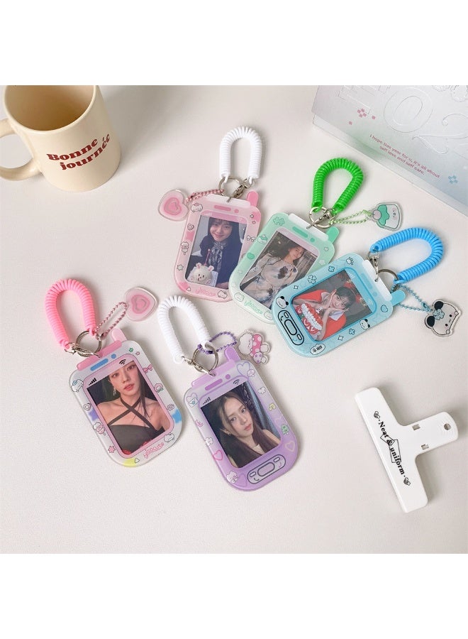NIBEMINENT 1 - Piece Cartoon Graffiti Kpop Photo Card Holder Pendant Key Chain ID Badge Holder ID Card Holder Photo Card Protector for School ID Office ID Access Card for Women Girls - Image 3