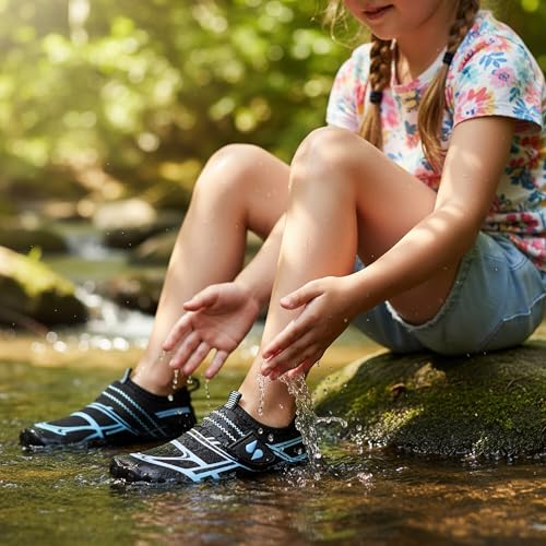 Stelle Kids Water Shoes Wide Toe Box Barefoot Quick Dry NonSlip Aqua Shoes for Boys Girls Toddler Beach Swim PoolJet Current13ML - Image 3