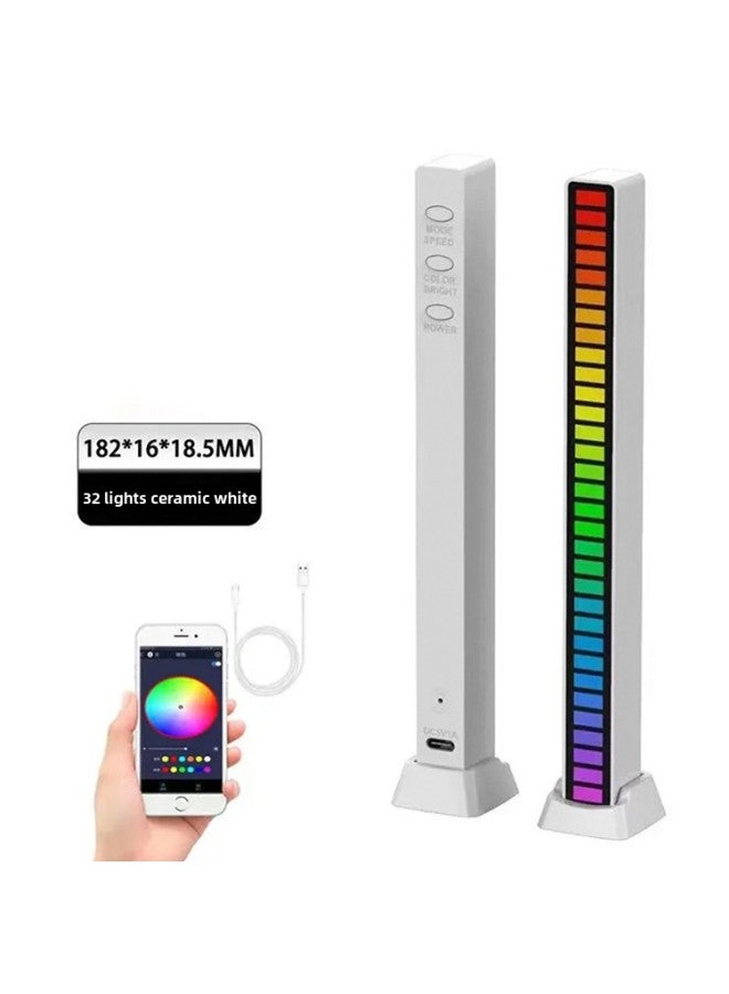 APP Bluetooth Pickup Light Voice Control Creative RGB Induction Light Car Led Music USB Rhythm Desktop Atmosphere Light Bar-Color:APP32 Lamp White-Dimensions:Built-in Lithium Battery Charging  - Image 1
