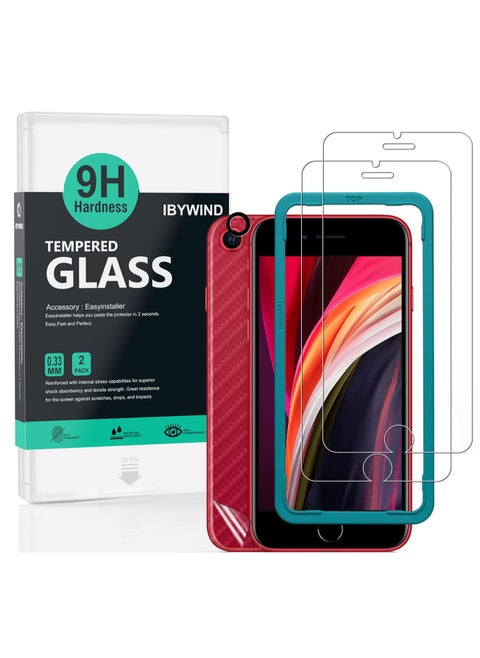 Screen Protector for Iphone With Metal Camera Lens Protector Back Carbon Fiber Skin Protector Including Easy Install Kit