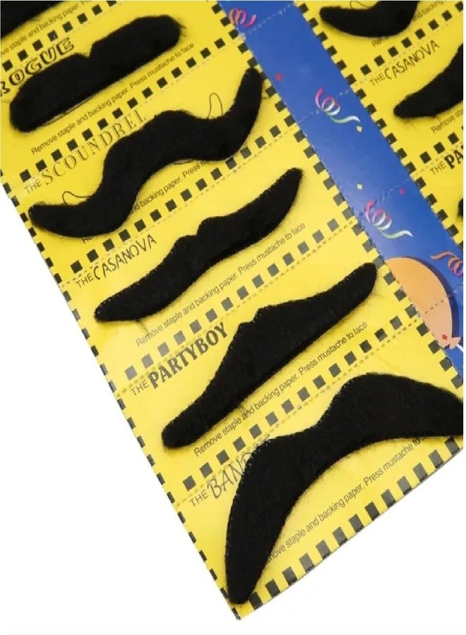 Shimmers Moustache for Kids -Set of 12 Pcs Black Fake Moustache, Kids Fancy Dress, School College Function Halloween Party, Photobooth Prop, Fancy Dress for Boys - Image 2
