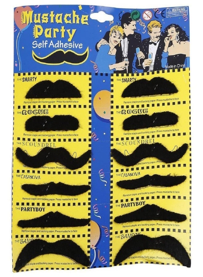 Shimmers Moustache for Kids -Set of 12 Pcs Black Fake Moustache, Kids Fancy Dress, School College Function Halloween Party, Photobooth Prop, Fancy Dress for Boys - Image 1