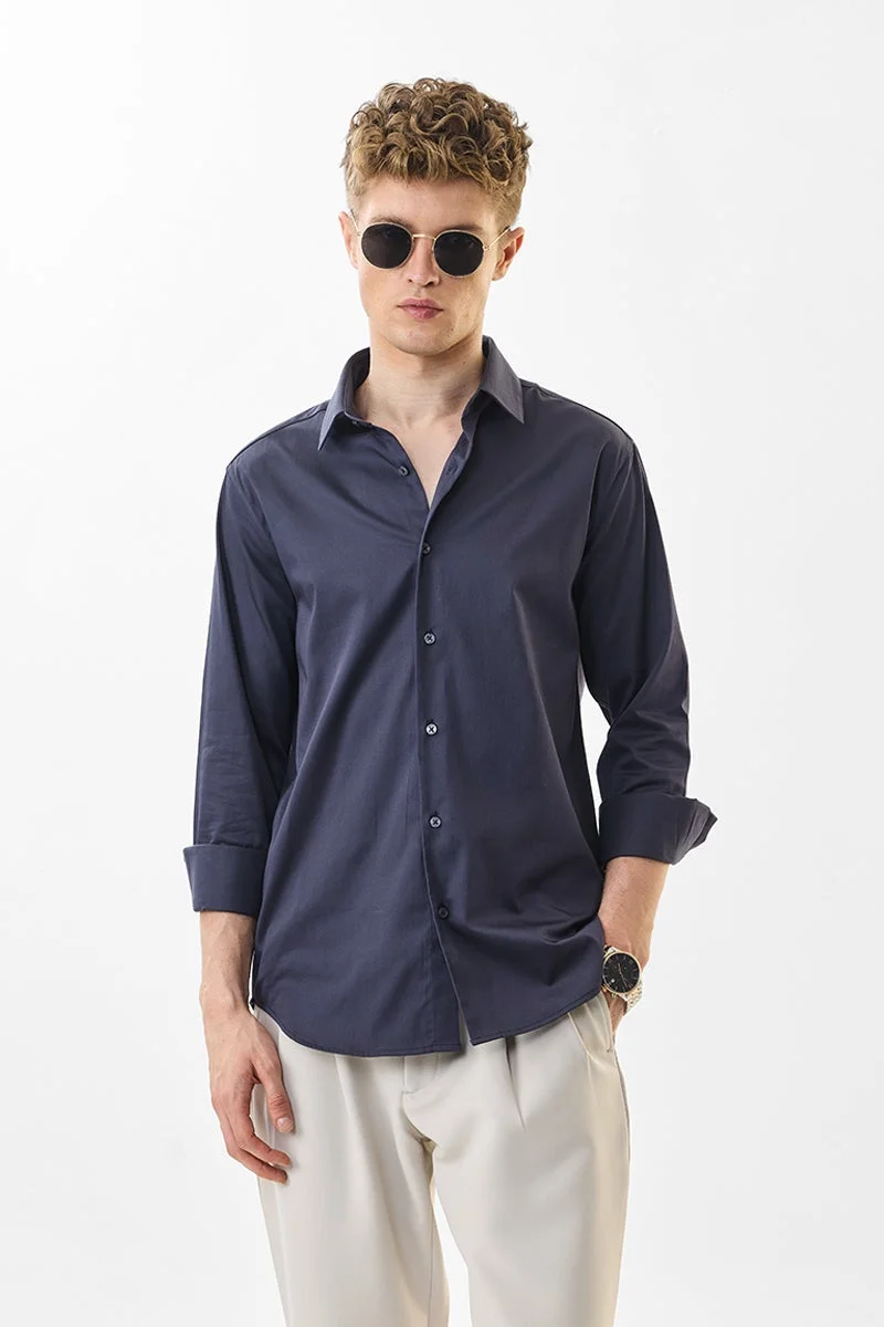 SNITCH Slim Fit Stretch Navy Luxe Shirt