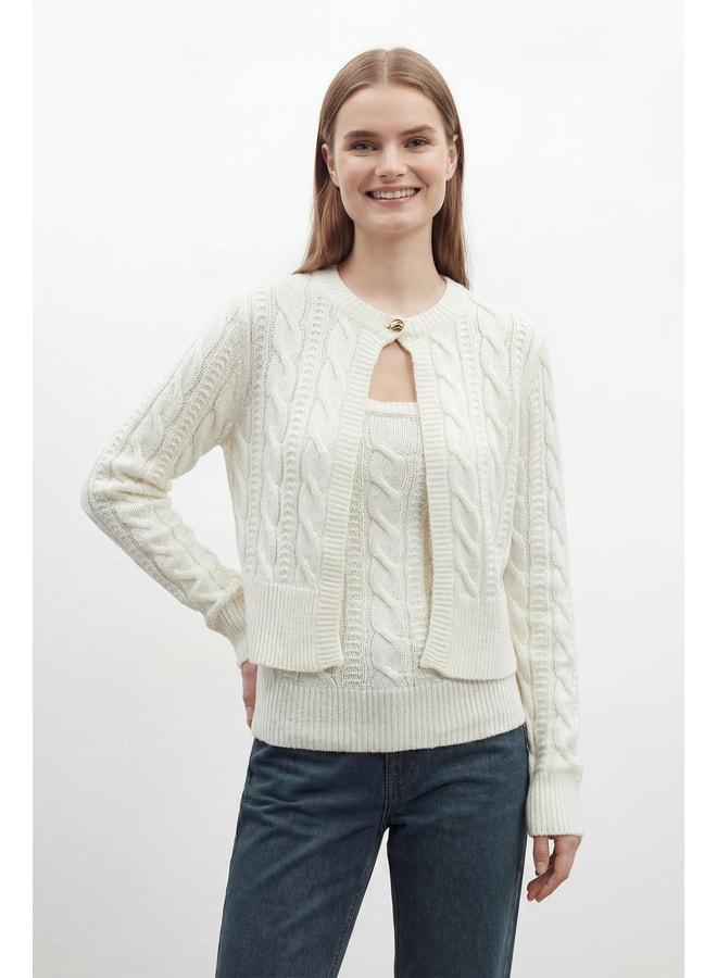 Soul Women's Knit Top and Bottom Set - 31778TKS - ECRU. - Image 1