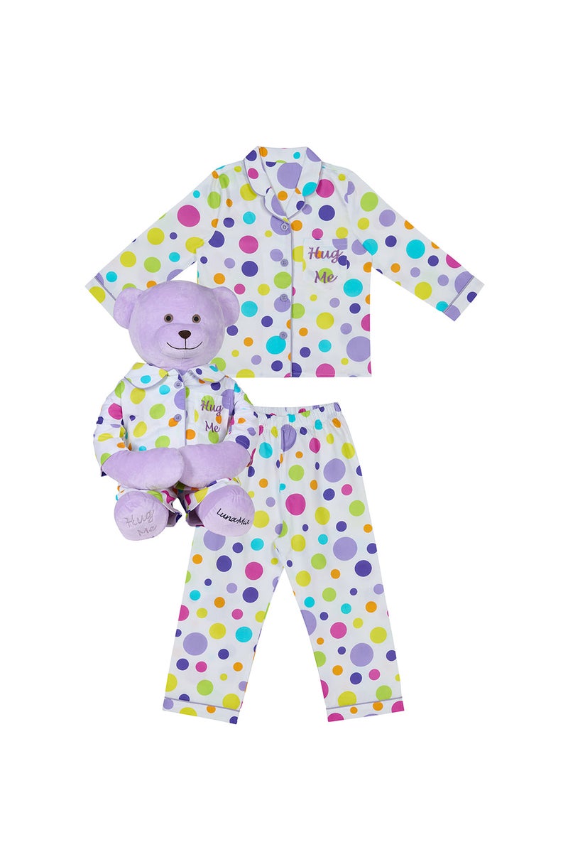 Luna Mia 'Bubbles' Hug Me Pyjama Set With Matching Mega Size Teddy Bear - Image 4