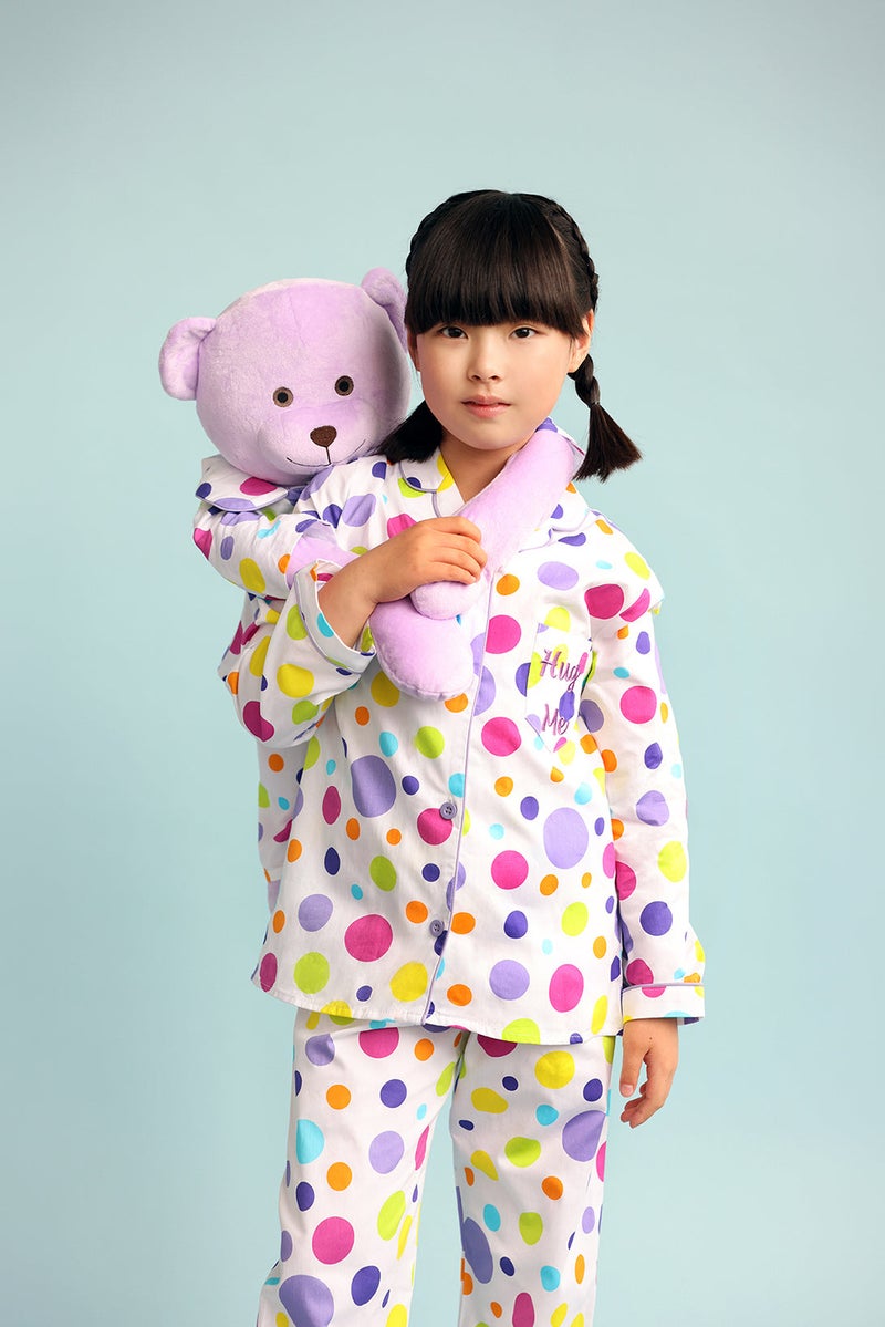 Luna Mia 'Bubbles' Hug Me Pyjama Set With Matching Mega Size Teddy Bear - Image 1