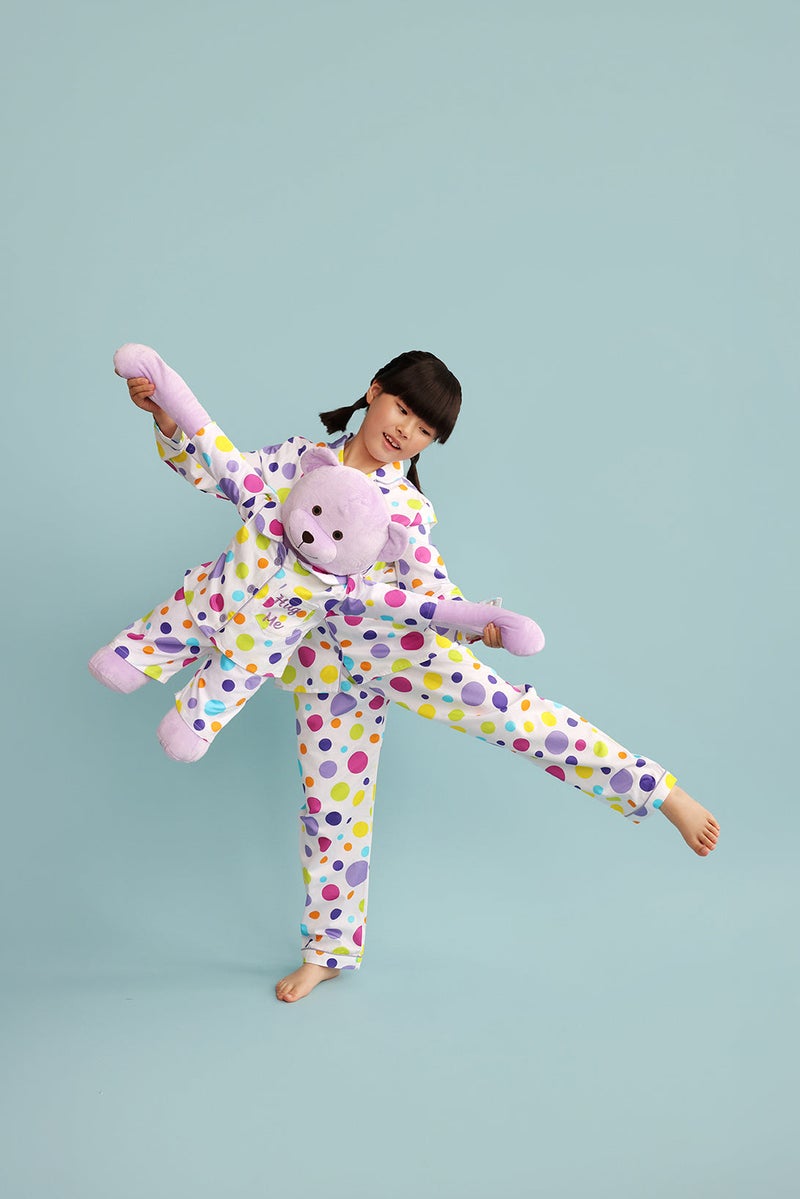 Luna Mia 'Bubbles' Hug Me Pyjama Set With Matching Mega Size Teddy Bear - Image 3