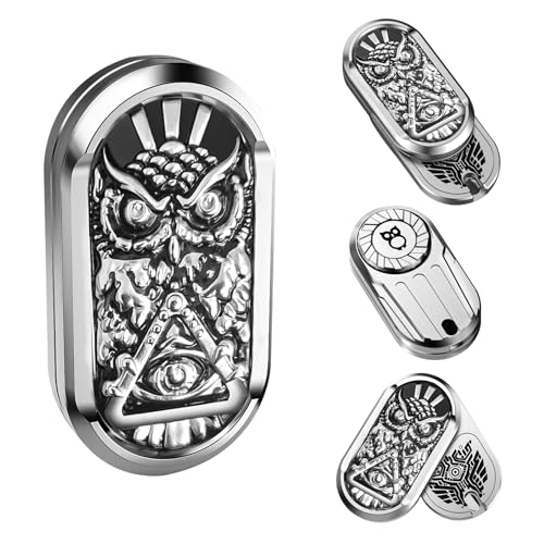 HIDEDC Rotation Fidget Slider Metal Fidget Toys Adults Haptic Coin Infinite Rotation Push EDC Fidget Toys Sensory Toy for Adults Executive Desk Toy for Keep Focus Stress Relief Owl - Image 1