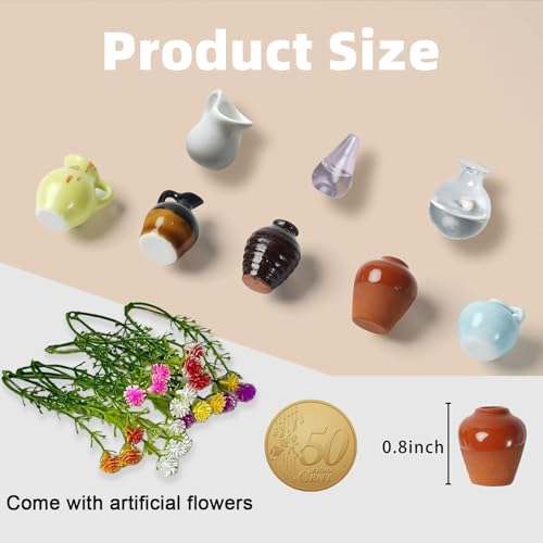 Cacukap Cute Mini Ceramic Vase Magnets for Fridge, Funny Small Plant Magnets, Tiny 3D Plant Vase for Refrigerator Decoration Kitchen Locker Kitchen Office (8 Pack) - Image 3
