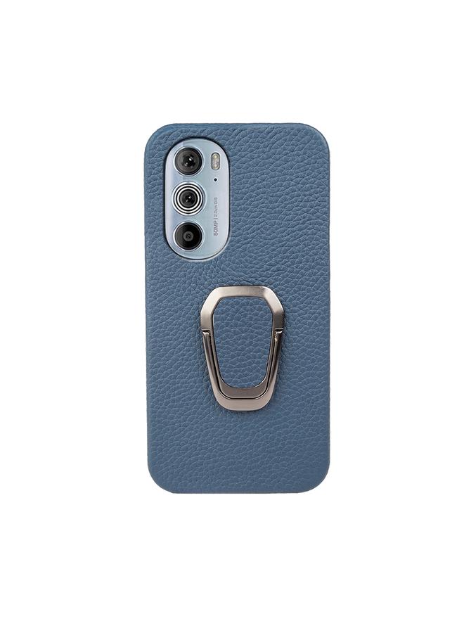 erorex Case For Motorola Moto Edge 30 Pro Ring Holder Litchi Texture Genuine Leather Phone Case - Image 2