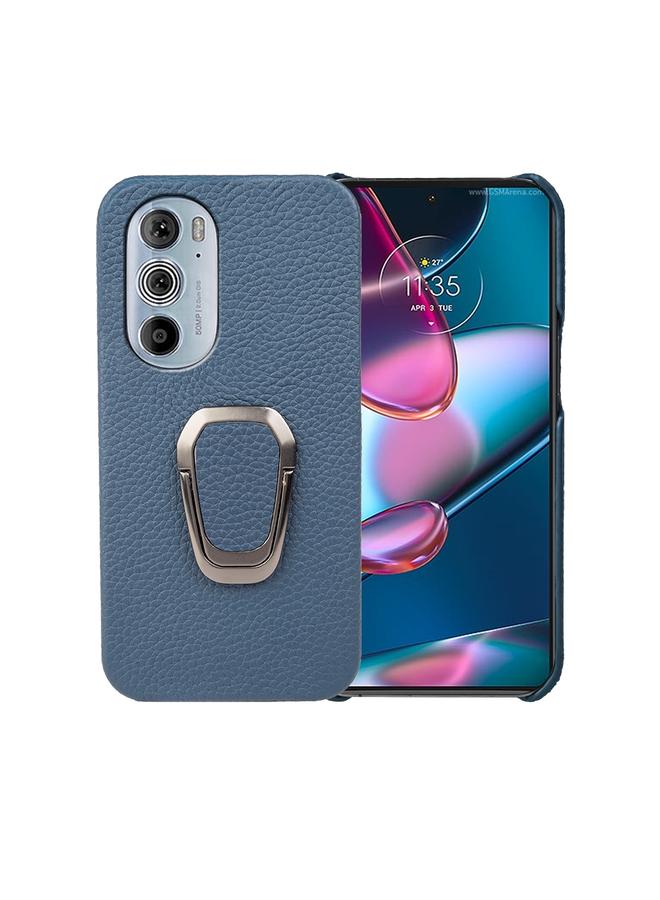 erorex Case For Motorola Moto Edge 30 Pro Ring Holder Litchi Texture Genuine Leather Phone Case - Image 1