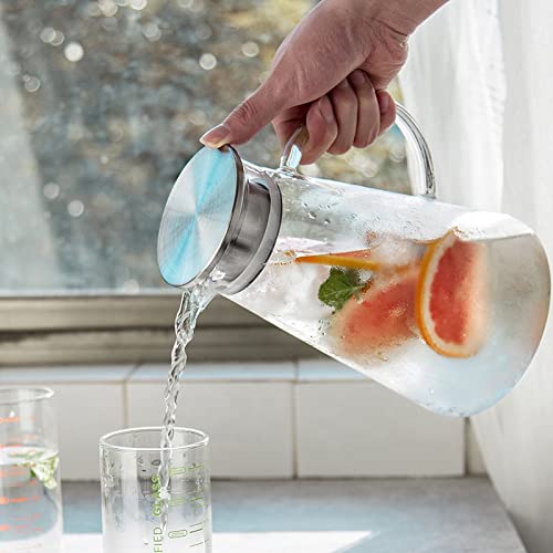 KHOLAD 1.8 Liter Glass Pitcher with Stainless Steel lid iced Tea Pitcher Water jug hot & Cold Water Wine Coffee Milk Juice Beverage Carafe and Sun Tea jar (1800 ML) - Image 4