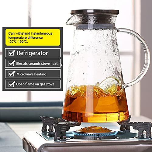 KHOLAD 1.8 Liter Glass Pitcher with Stainless Steel lid iced Tea Pitcher Water jug hot & Cold Water Wine Coffee Milk Juice Beverage Carafe and Sun Tea jar (1800 ML) - Image 3