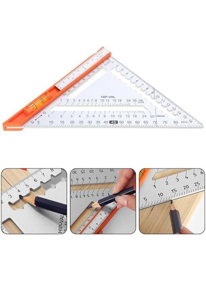 8 بوصة مسطرة مثلثة من سبائك الألومنيوم أداة قياس النجارة متعددة الوظائف - Image 3