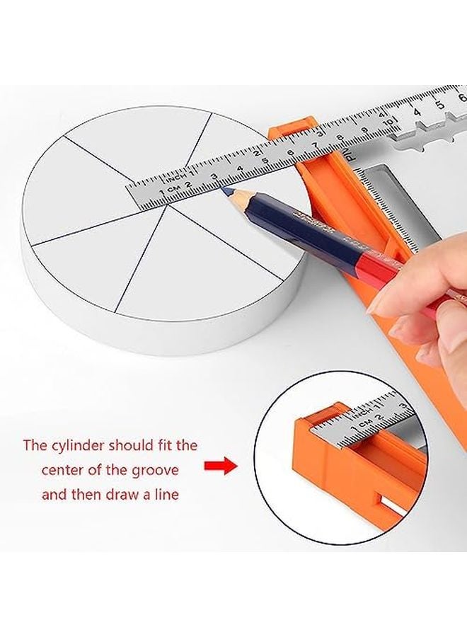 8 بوصة مسطرة مثلثة من سبائك الألومنيوم أداة قياس النجارة متعددة الوظائف - Image 5