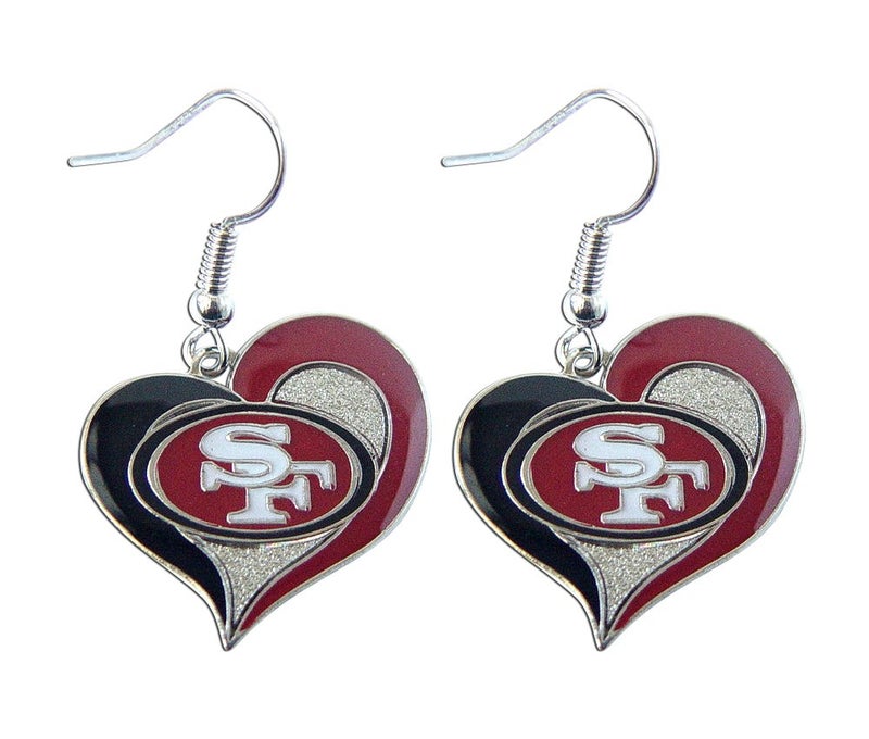 Aminco NFL San Francisco 49ers Swirl Heart Earrings,Team Color,One Size - Image 5
