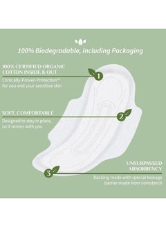 ORGANYC Organyc Clinically Proven Protection Organic Cotton Feminine Pads Overnight, Super Flow, 10 Pieces - Pack of 1  - Image 2
