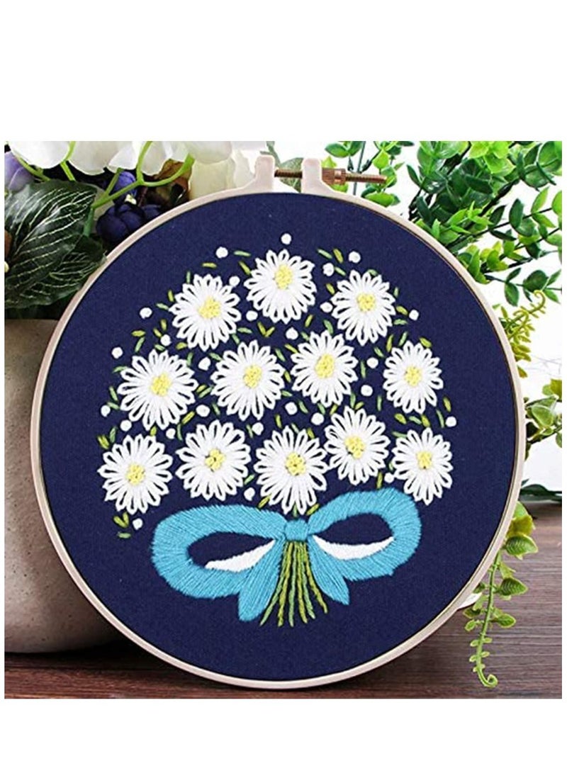 كاست ويف مجموعة أدوات التطريز مع النقش والتعليمات ، 3 مجموعات تشمل مجموعة الغرز المتقاطعة ملابس تطريز بنمط زهور النباتات وأطواق تطريز وخيوط ملونة ومجموعة أدوات - Image 4