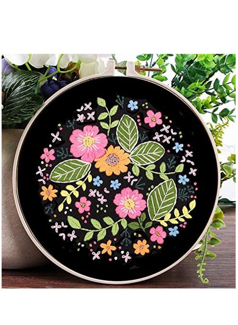 كاست ويف مجموعة أدوات التطريز مع النقش والتعليمات ، 3 مجموعات تشمل مجموعة الغرز المتقاطعة ملابس تطريز بنمط زهور النباتات وأطواق تطريز وخيوط ملونة ومجموعة أدوات - Image 5