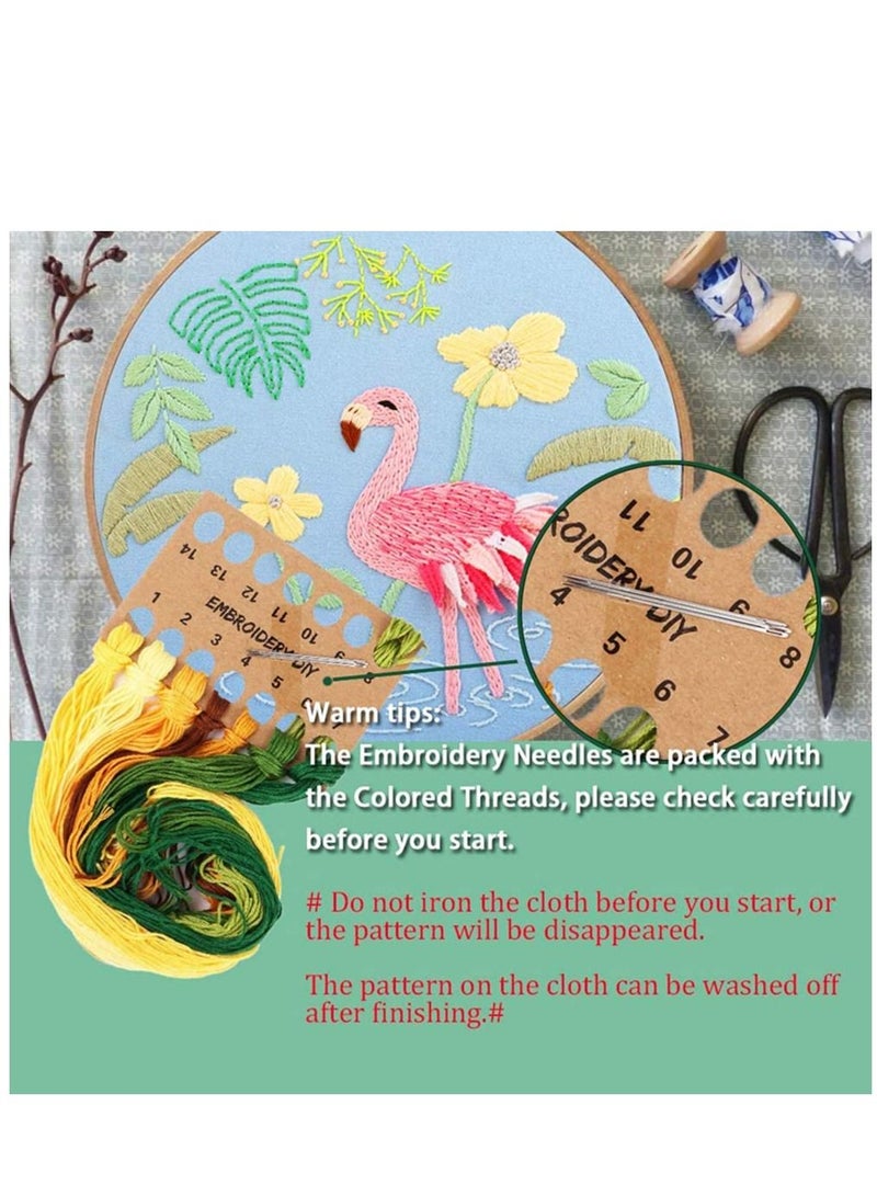 كاست ويف مجموعة أدوات التطريز مع النقش والتعليمات ، 3 مجموعات تشمل مجموعة الغرز المتقاطعة ملابس تطريز بنمط زهور النباتات وأطواق تطريز وخيوط ملونة ومجموعة أدوات - Image 3