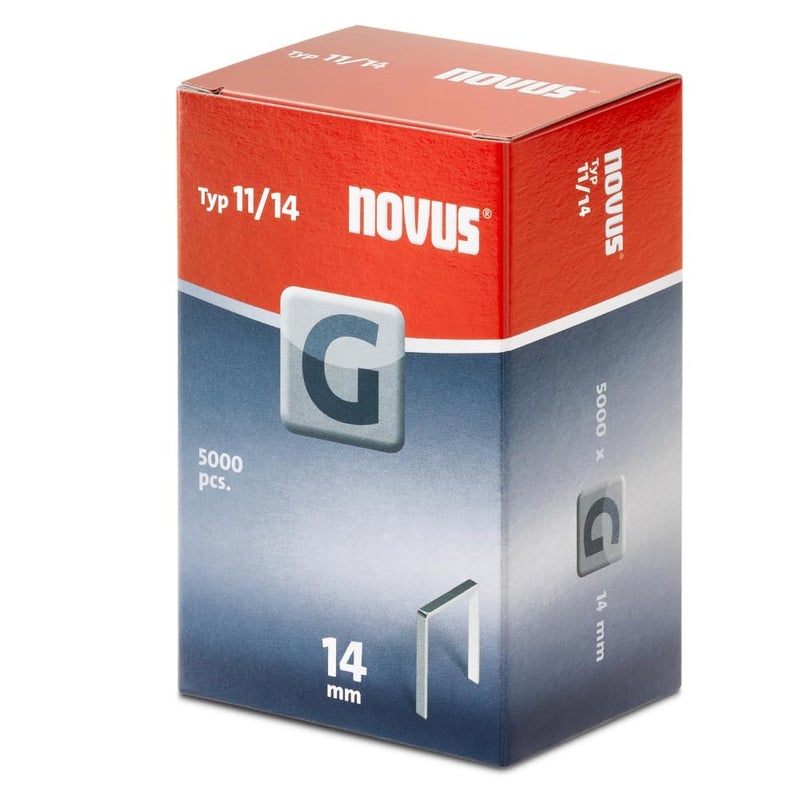 NOVUS Flat Wire Staples for Hammer Staples 14 mm, 5000 Staples Type G 11/14, Galvanised Steel Wire Staples - Image 1