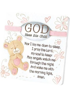 Dicksons Dicksons Baby Bear God Bless This Child Tabletop/Wall Plaque for Girl, White 