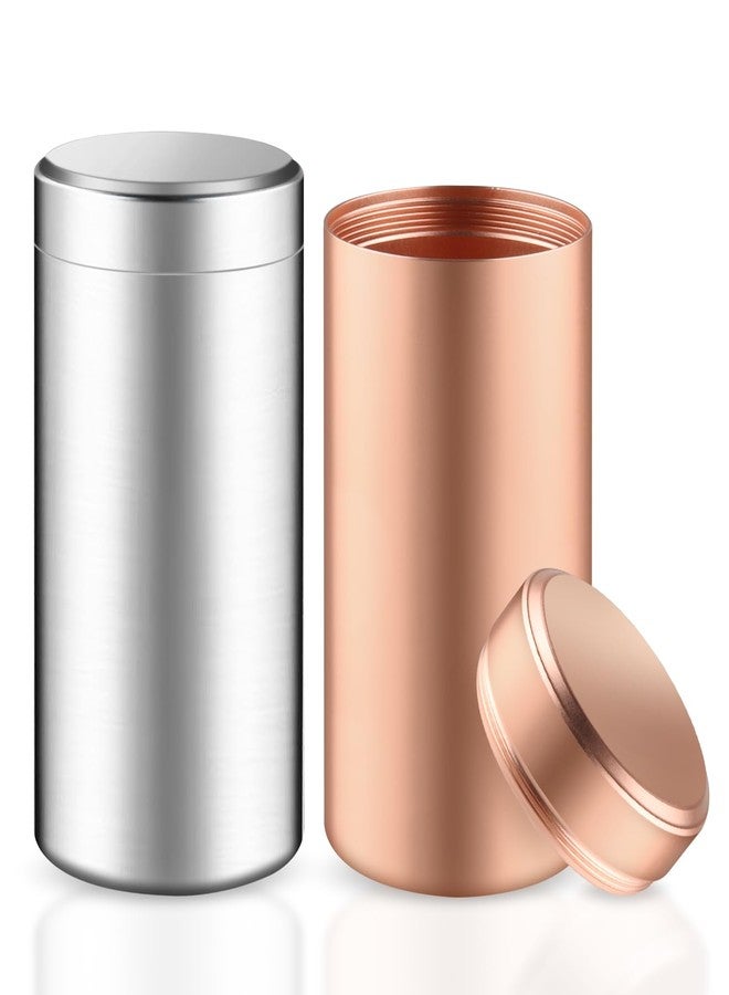 Cositina 2 Pcs Aluminum Storage Jar Airtight Containers Portable Multipurpose Storage Container Bottles for Spices Coffee Teas Travel Rose Gold & Silver - Large - Image 1