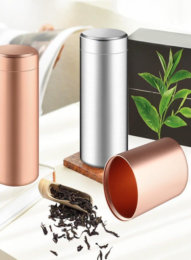 Cositina 2 Pcs Aluminum Storage Jar Airtight Containers Portable Multipurpose Storage Container Bottles for Spices Coffee Teas Travel Rose Gold & Silver - Large - Image 5