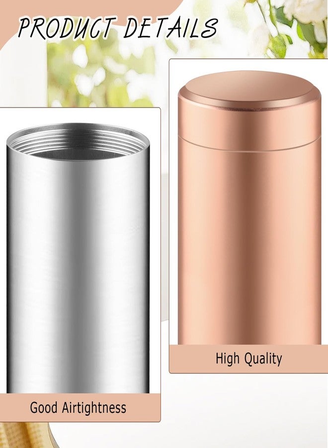 Cositina 2 Pcs Aluminum Storage Jar Airtight Containers Portable Multipurpose Storage Container Bottles for Spices Coffee Teas Travel Rose Gold & Silver - Large - Image 3