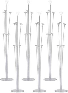 Table Balloon Stand, 28''Balloon Column Sticks Holder with Balloon Pole and Stand Base for Birthday Party Halloween, Christmas Table Decoration (6 Pack)