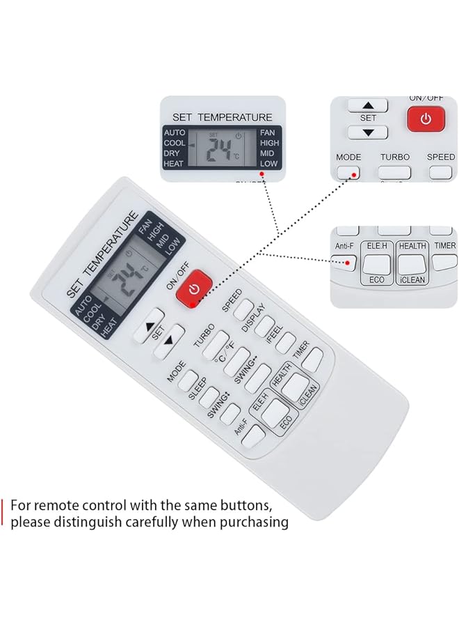 erorex General Replacement Remote Control Fit For Ykr H 102E Ykr H 132E Ykr H 006E For Aux Air Conditioner - Image 4