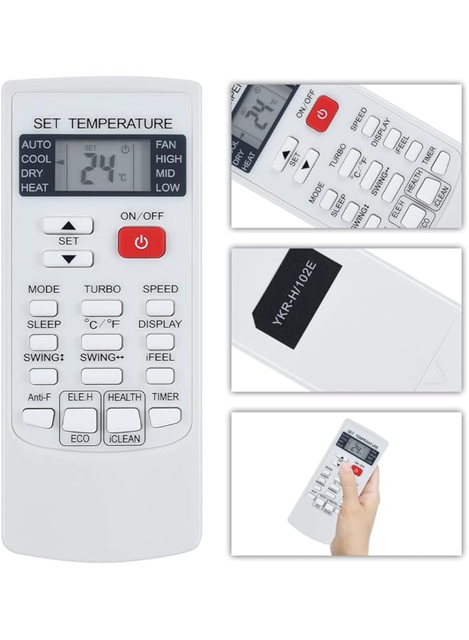 erorex General Replacement Remote Control Fit For Ykr H 102E Ykr H 132E Ykr H 006E For Aux Air Conditioner - Image 5