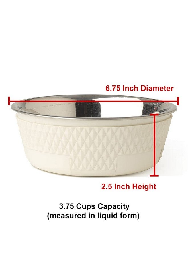 PetRageous 16010 Kona Stainless Steel Non-Slip Dishwasher-Safe Dog Bowl 3.75-Cup 6.75-Inch Diameter 2.5-Inch Tall for Medium and Large Dogs and Cats, White - Image 2